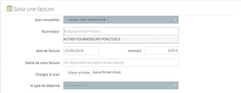 saisir une facture de fournisseur en gestion immobilière